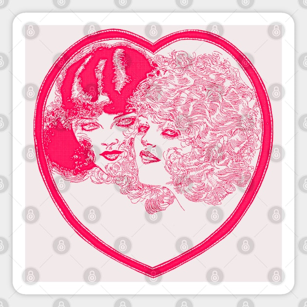 Vintage Stylized Lesbian Couple ∆ Retro Illustration Magnet by DankFutura